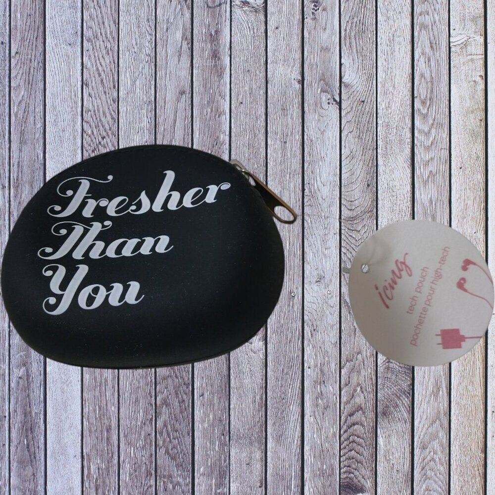 Icing Brand Fresher Than You Black Zippered Tech Pouch NEW